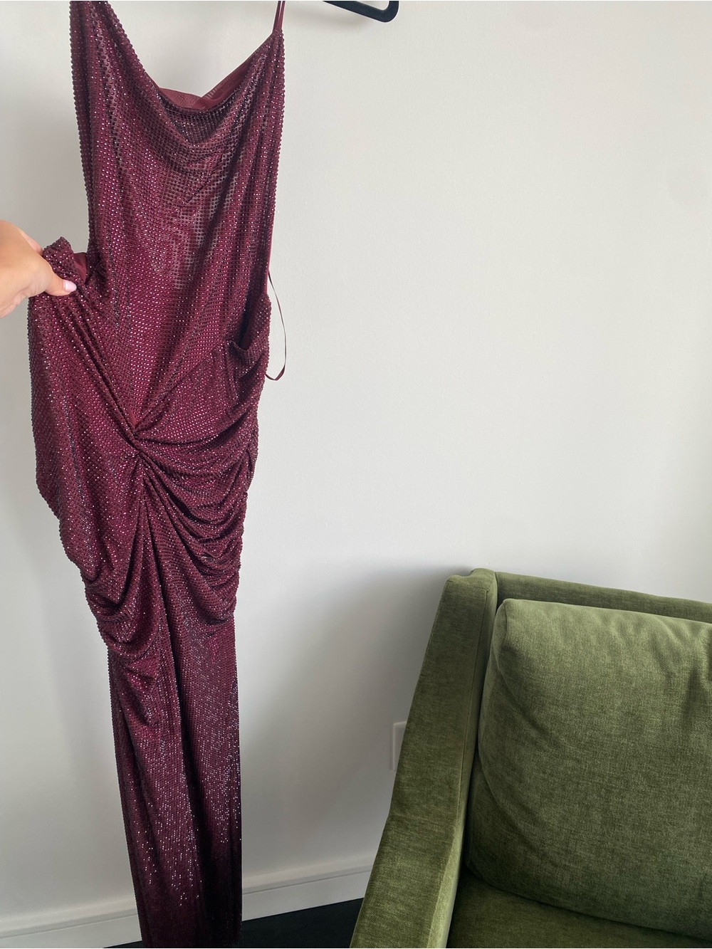 Meshki Sleeveless Sparkle Ruched Evening Gown - Picture 2 of 4